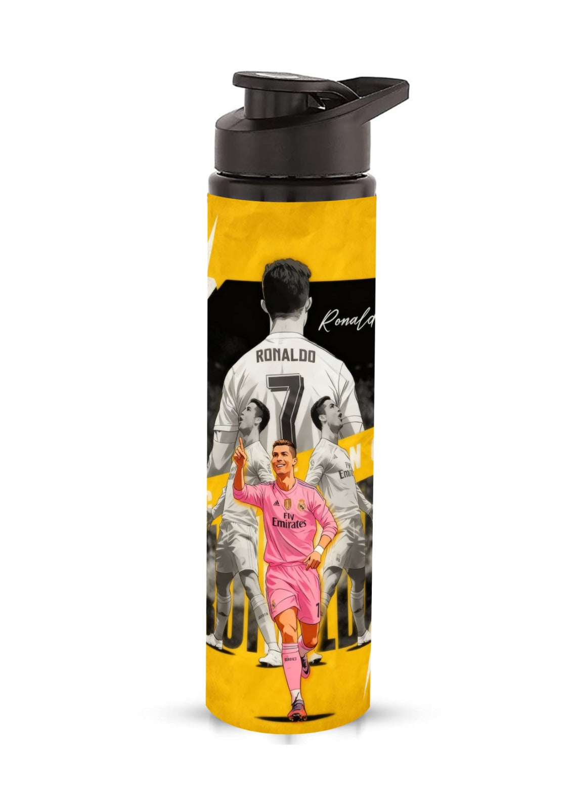 The yellow and black ronaldo water bottle